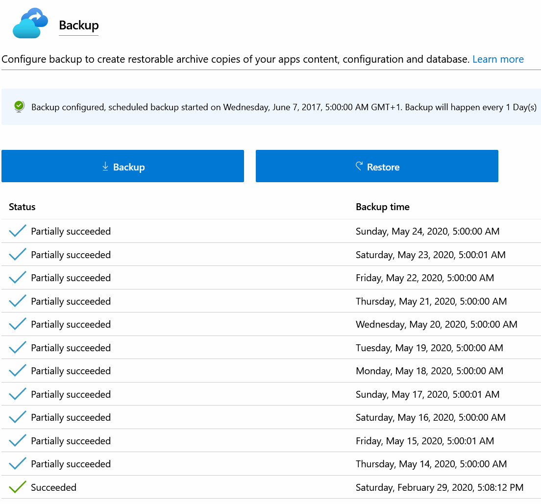 Azure backup error