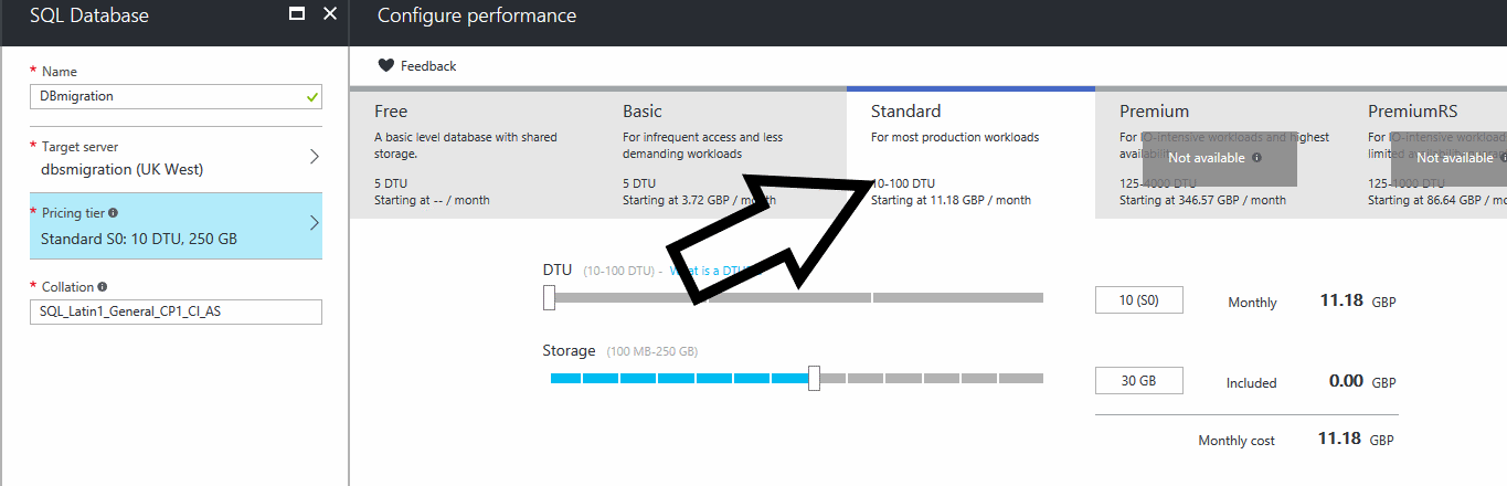 set database performance options