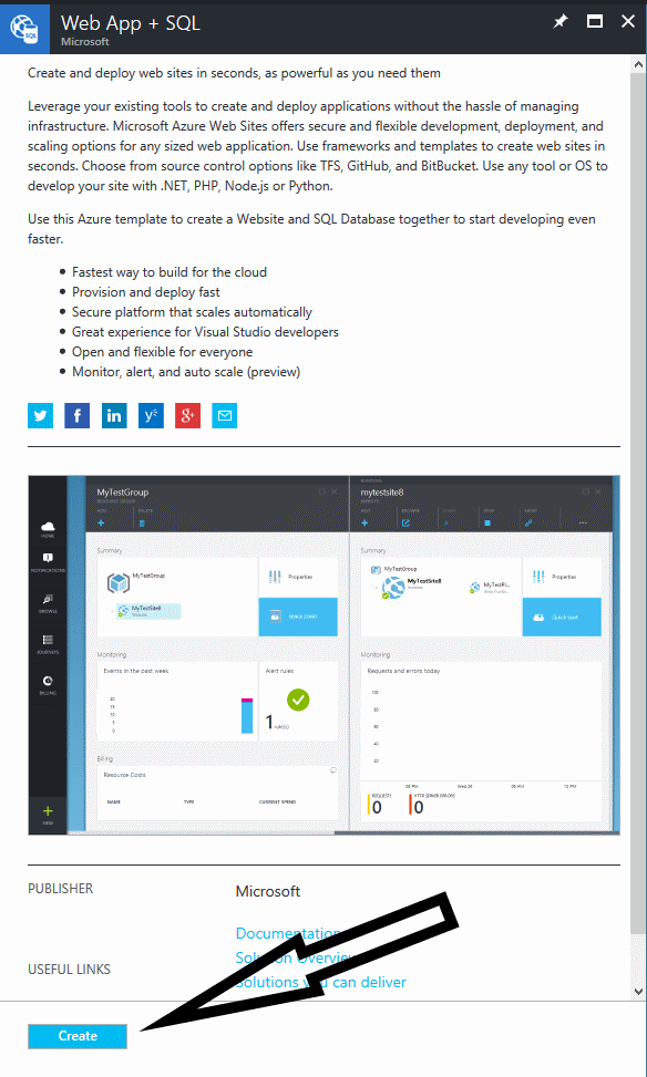 create Azure web app