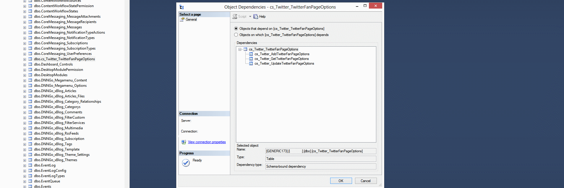 database dependency check