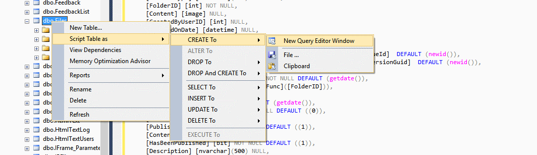 SQL table creation